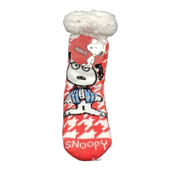 NWT Snoopy Slipper Socks Peanuts Sherpa Lined No Slip Grips One Sz Gift - Picture 2 of 9